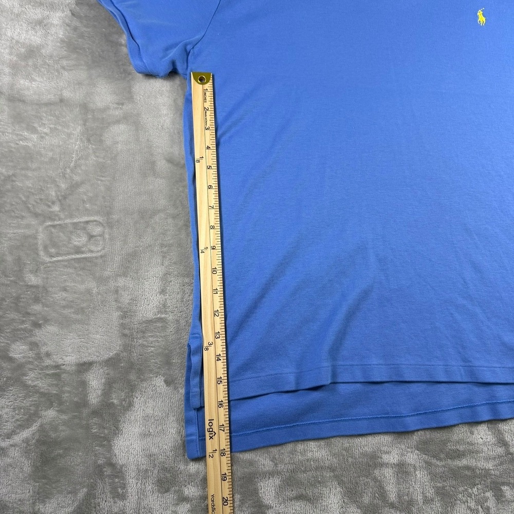 Polo Ralph Lauren Mens XXL Custom Fit Blue Short Sleeve Yellow Pony Polo Shirt - Picture 7 of 9
